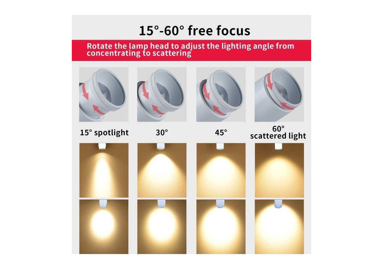 Spot LED COB encastrable 12W "Coopen" orientable avec zoom - L215-B - Barcelona LED