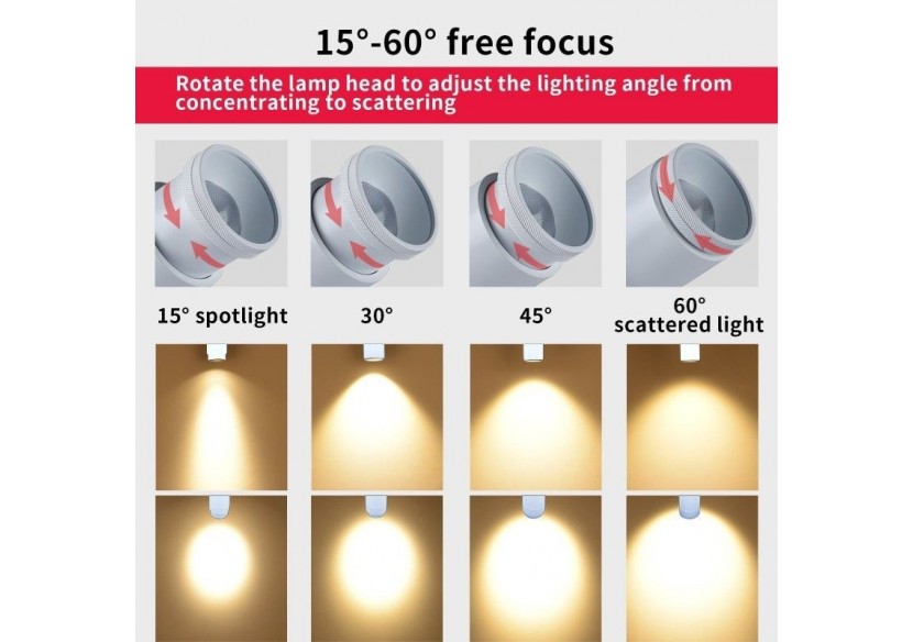 Spot LED COB encastrable 12W "Coopen" orientable avec zoom - L215-B - Barcelona LED