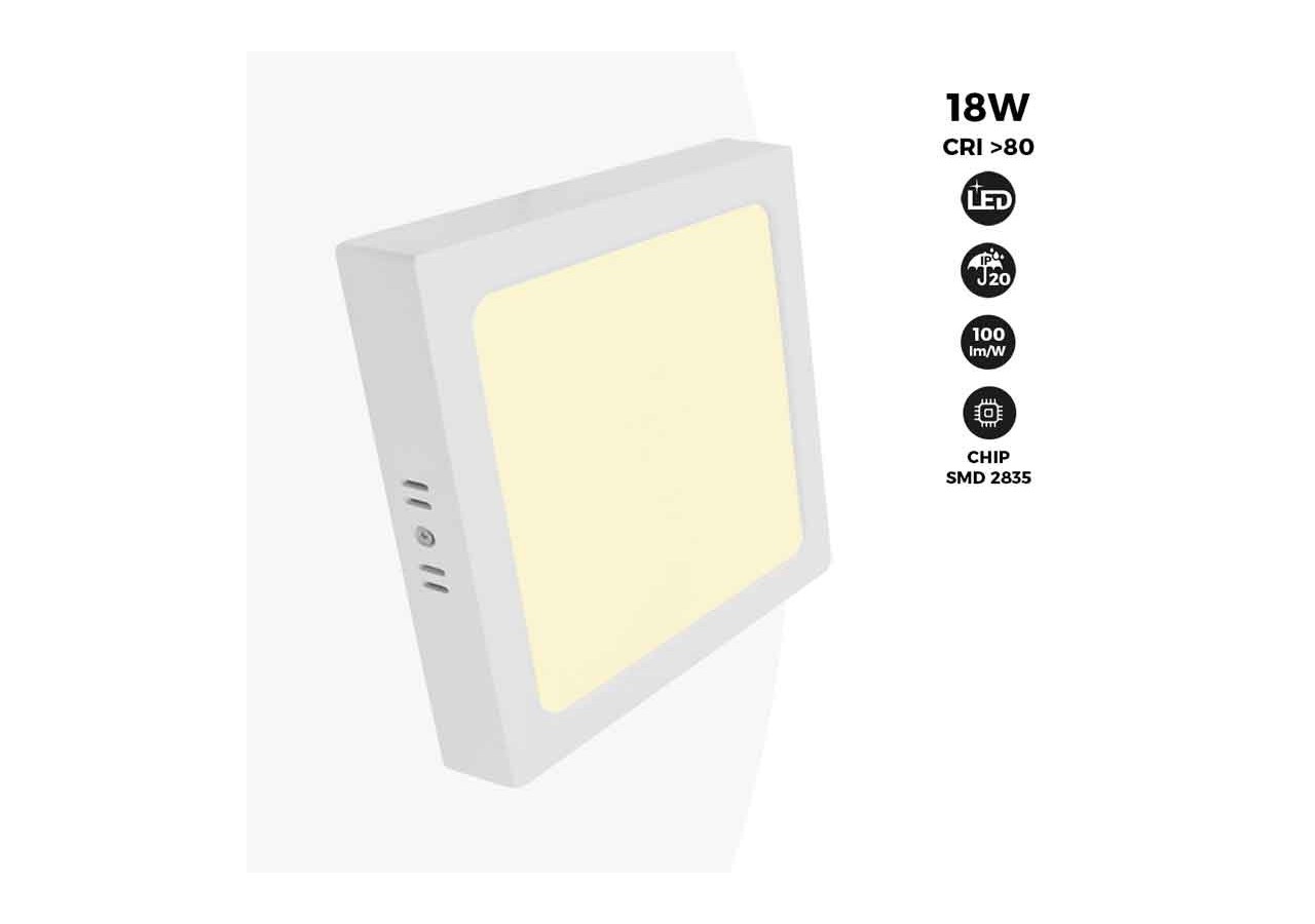 Plafonnier LED carré 18W - B1030-B-18W-BC - Barcelona LED