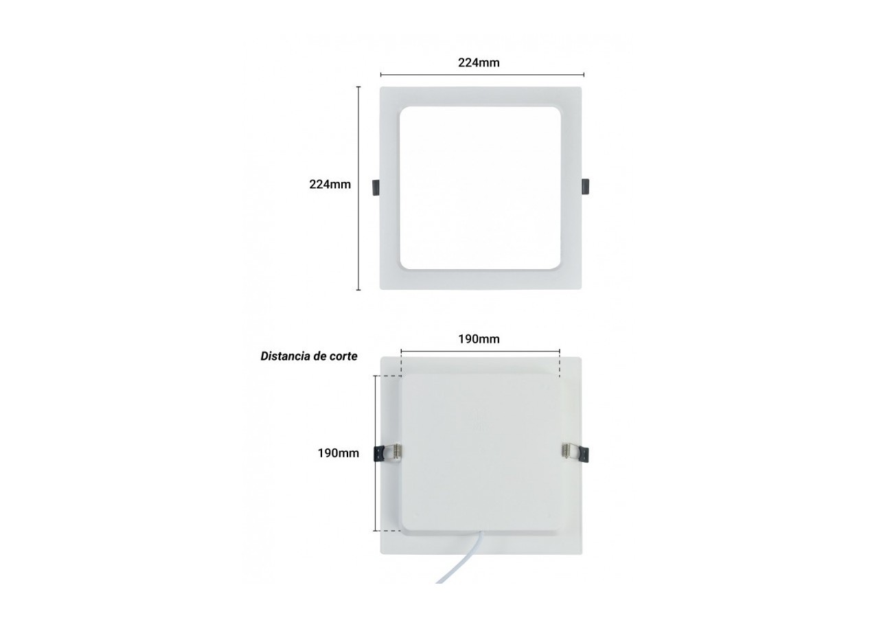 Dalle LED encastrable carré 22W découpe 190 X 190mm - B1040-B-22W-BF - Barcelona LED