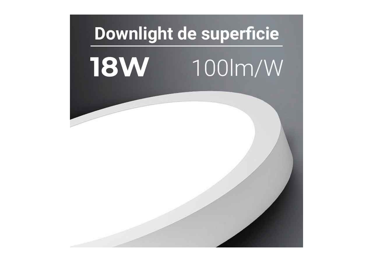 Plafonnier LED en saillie 18W Haute Efficacité - B1230-B-18W-BN - Barcelona LED