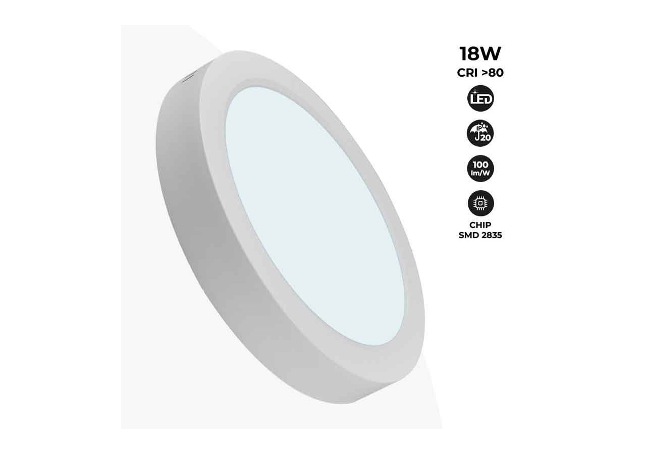 Plafonnier LED en saillie 18W Haute Efficacité - B1230-B-18W-BF - Barcelona LED