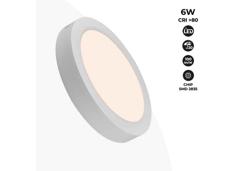 Plafonnier LED en saillie 6W Haute Efficacité - B1230-B-6W-BC - Barcelona LED