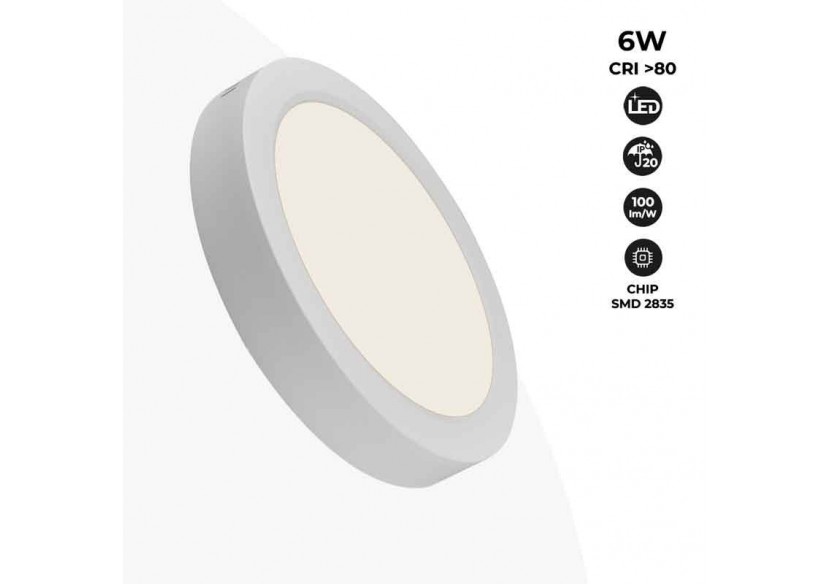 Plafonnier LED en saillie 6W Haute Efficacité - B1230-B-6W-BN - Barcelona LED