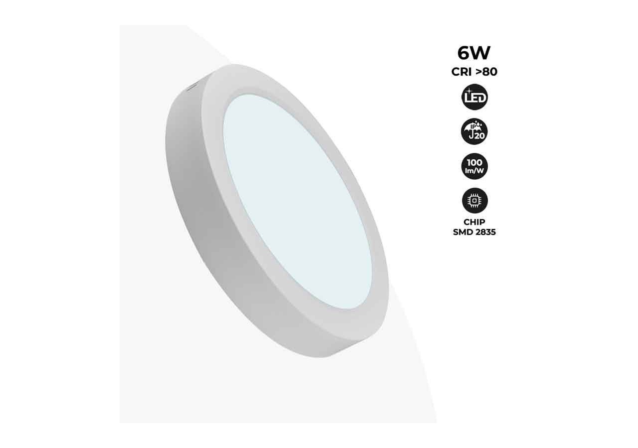 Plafonnier LED en saillie 6W Haute Efficacité - B1230-B-6W-BF - Barcelona LED
