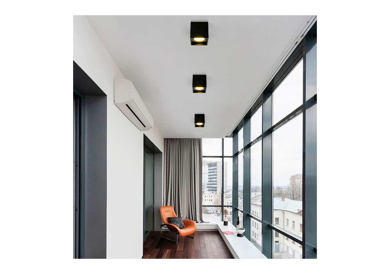Applique plafond carrée en polycarbonate - Orientable - GU10 - B984-C-N - Barcelona LED