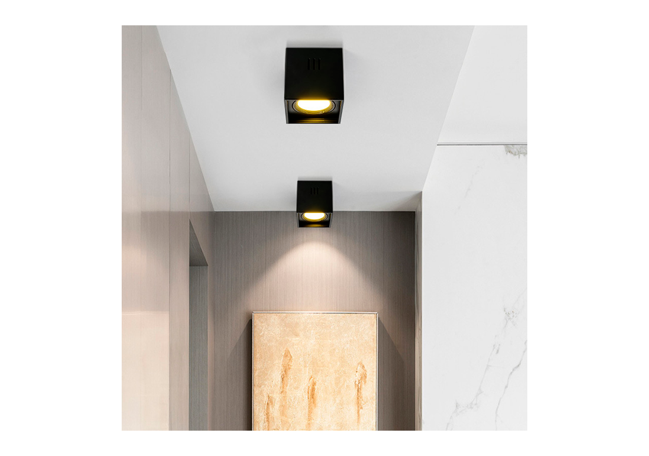 Applique plafond carrée en polycarbonate - Orientable - GU10 - B984-C-N - Barcelona LED