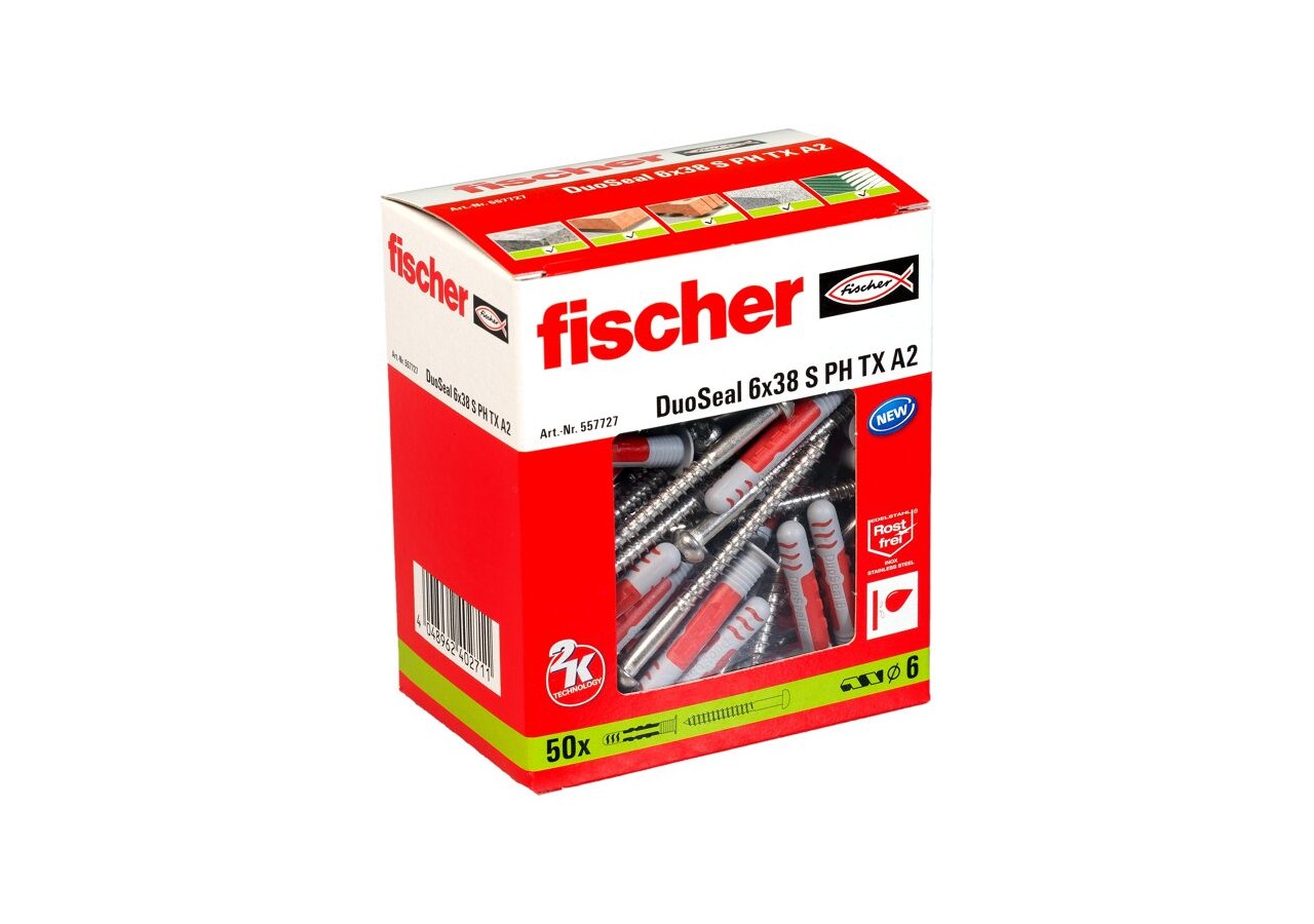 Cheville étanche DUOSEAL 6x38 S PH TX A2 - Boite de 50