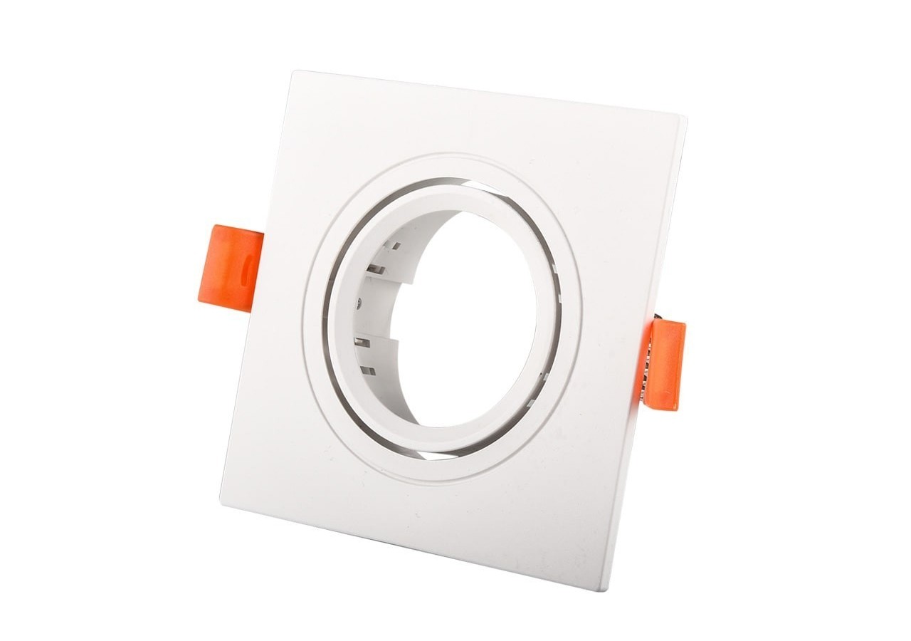 Collerette carrée orientable à encastrer pour ampoule GU10/MR16 - Découpe diamètre 75mm - B982-C-B - Barcelona LED