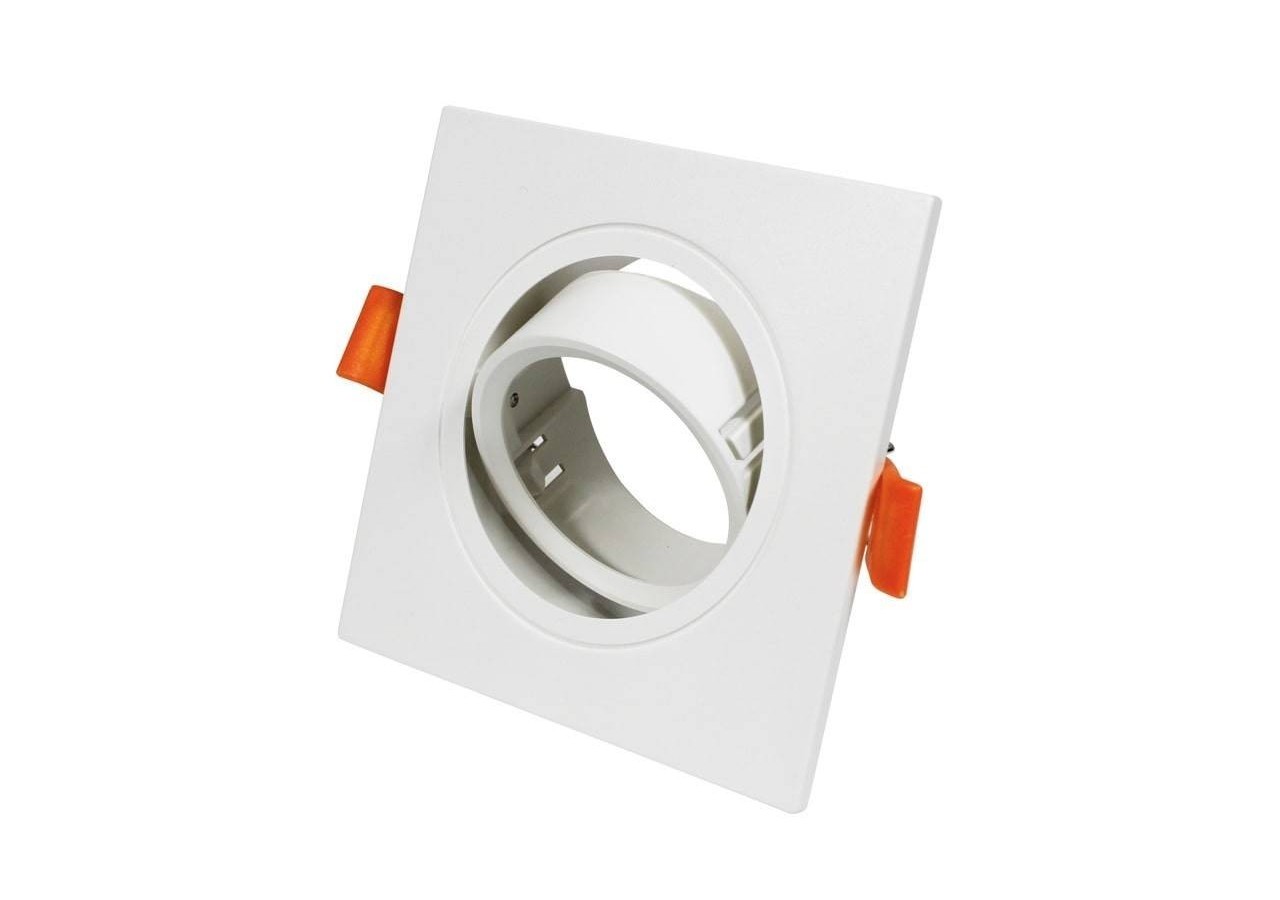 Collerette carrée orientable à encastrer pour ampoule GU10/MR16 - Découpe diamètre 75mm - B982-C-B - Barcelona LED