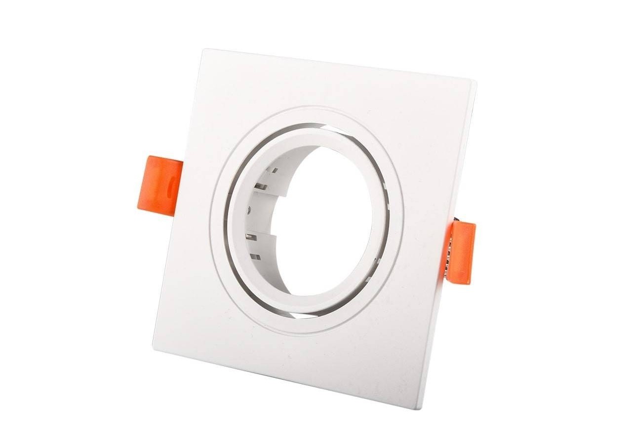 Collerette carrée orientable à encastrer pour ampoule GU10/MR16 - Découpe diamètre 75mm - B982-C-B - Barcelona LED