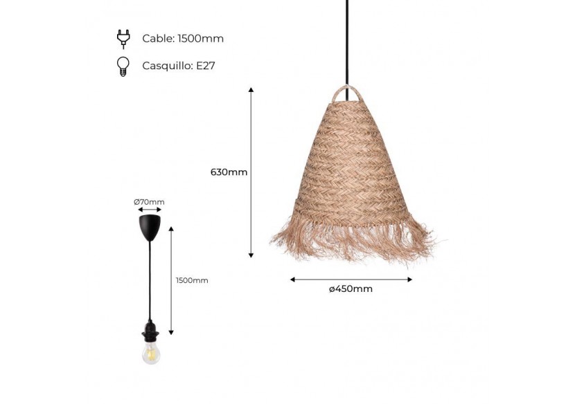 Suspension en fibre naturelle "Nam" - K173-N - Barcelona LED Suspension en fibre naturelle "Nam" - K173-N - Barcelona LED