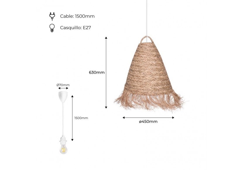 Suspension en fibre naturelle "Nam" - K173-B - Barcelona LED Suspension en fibre naturelle "Nam" - K173-B - Barcelona LED