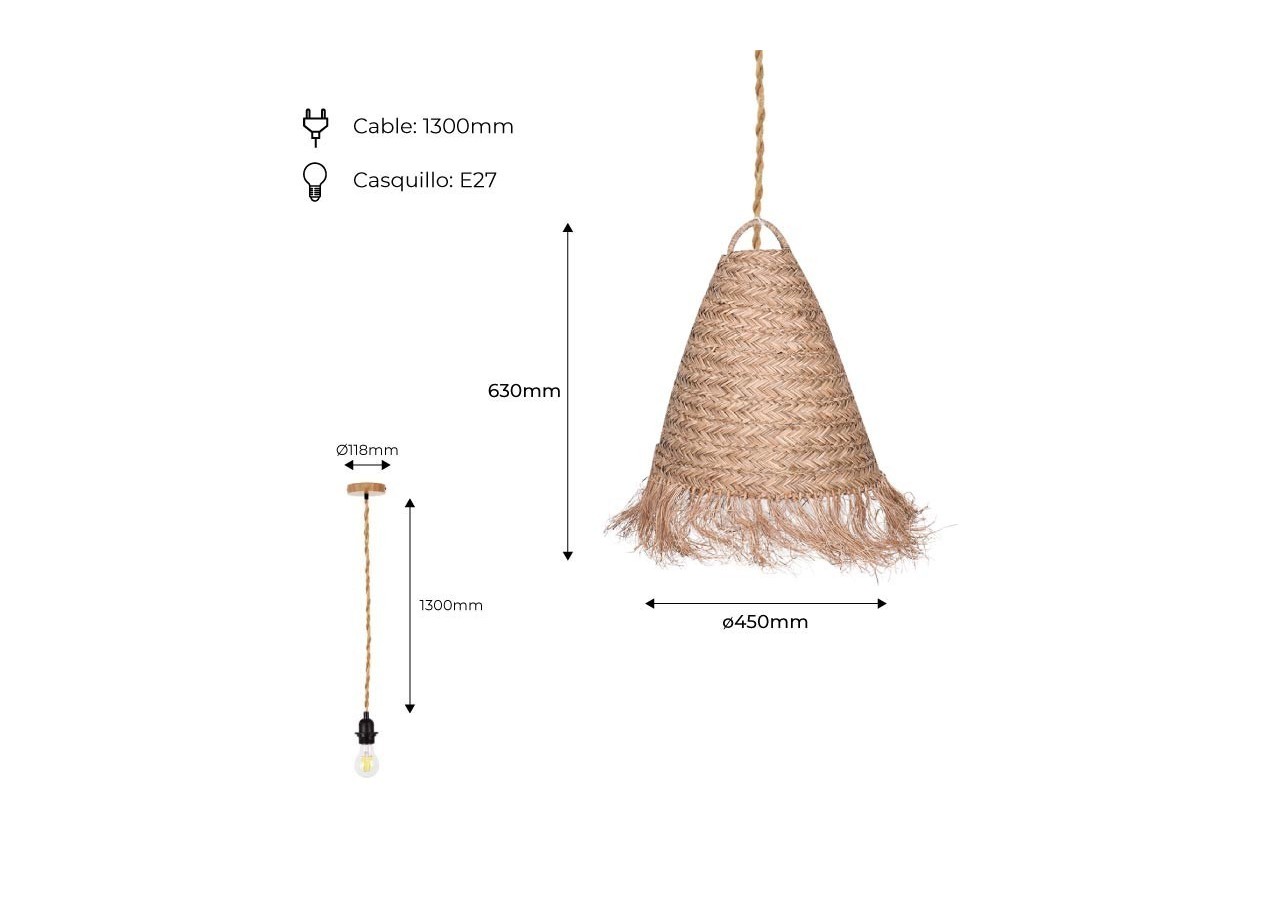 Suspension en fibre naturelle "Nam" - K173-CU - Barcelona LED