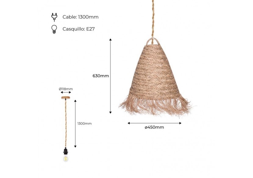 Suspension en fibre naturelle "Nam" - K173-CU - Barcelona LED Suspension en fibre naturelle "Nam" - K173-CU - Barcelona LED