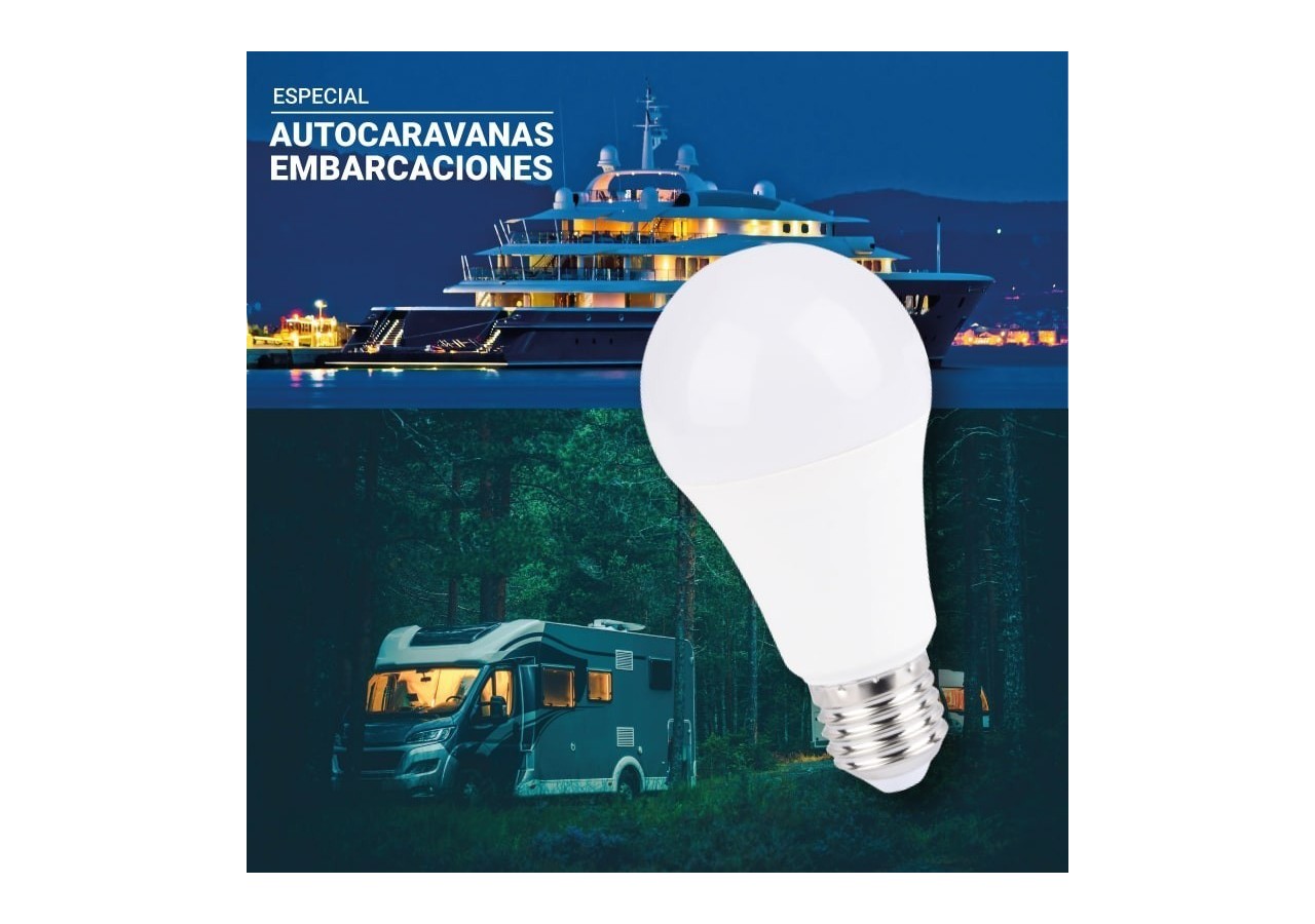 Ampoule 12-24 VDC 8W E27 A60 pour caravanes, camping-cars et bateaux - BV1350-BC - Barcelona LED