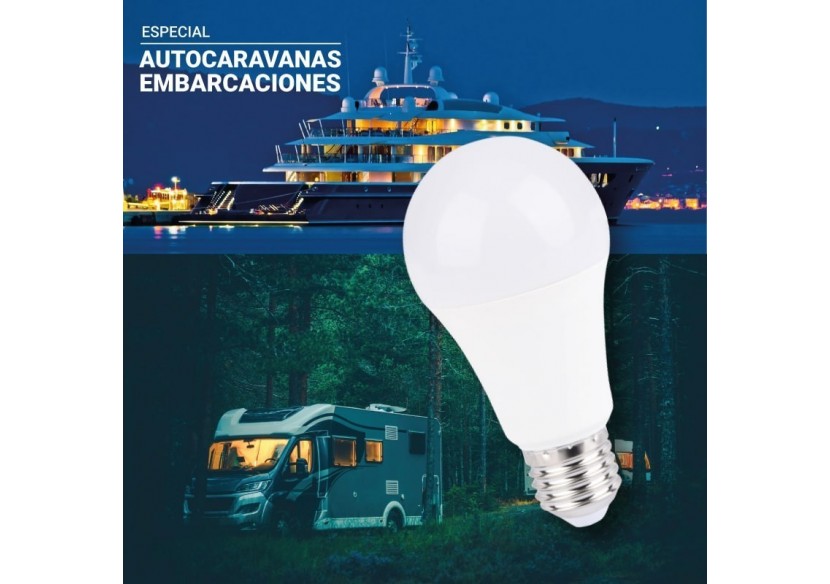 Ampoule 12-24 VDC 8W E27 A60 pour caravanes, camping-cars et bateaux - BV1350-BN - Barcelona LED