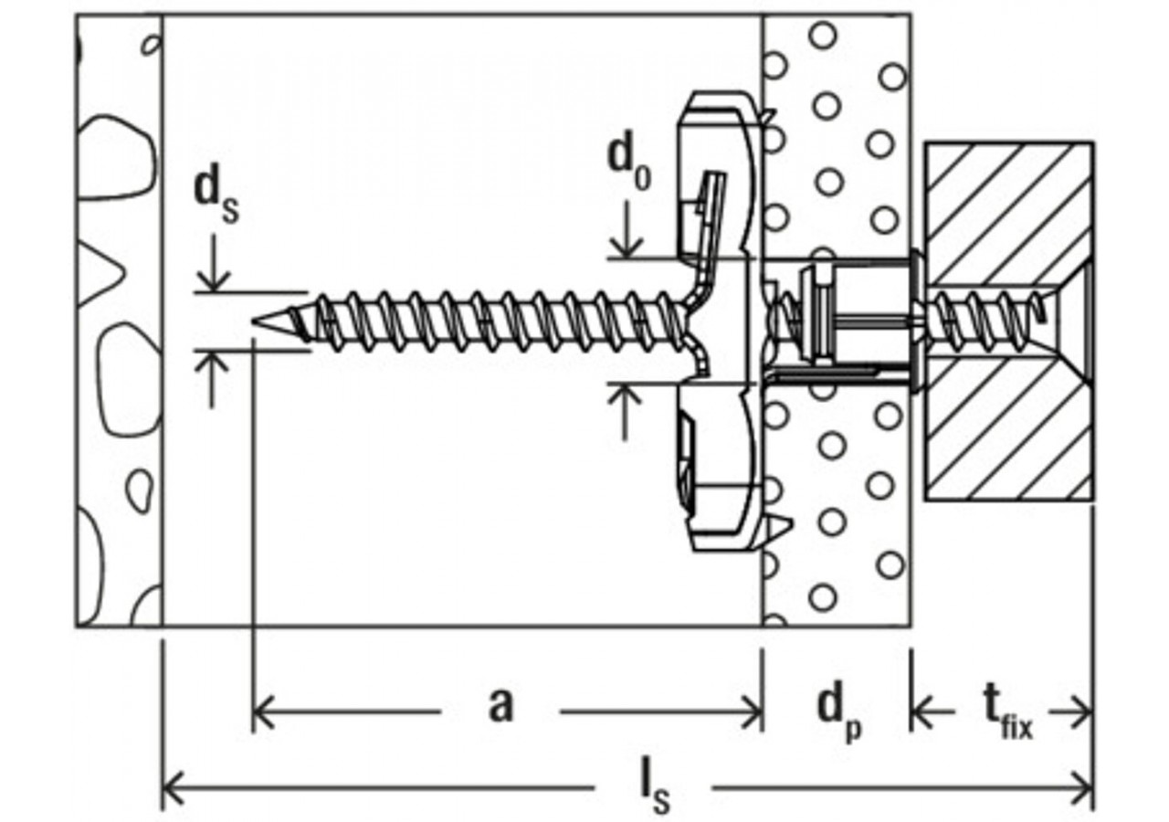Cheville à bascule en nylon Duotec - Boite de 50