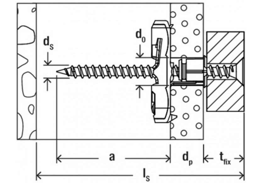 Cheville à bascule en nylon Duotec - Boite de 50