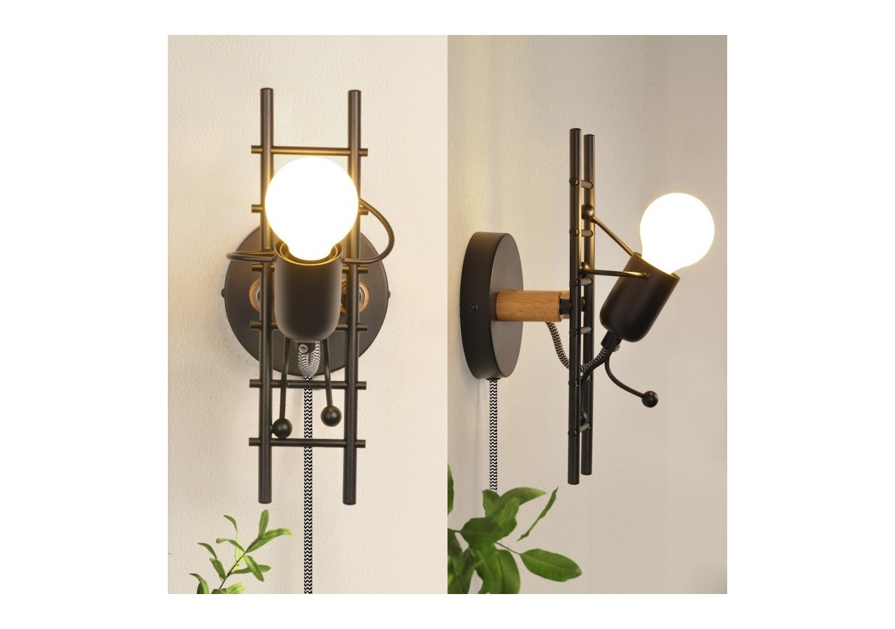 Applique murale "Doll Ladder" E27 avec prise et interrupteur - L310-EU-N - Barcelona LED