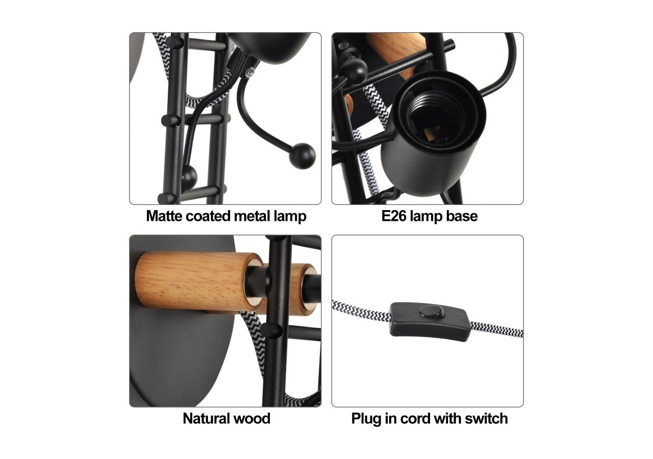 Applique murale "Doll Ladder" E27 avec prise et interrupteur - L310-EU-N - Barcelona LED