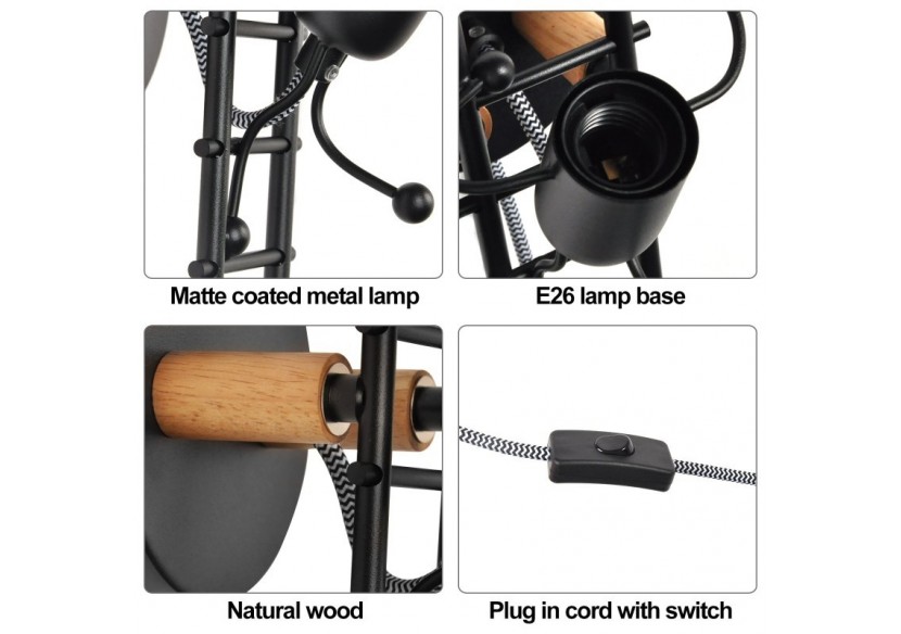 Applique murale "Doll Ladder" E27 avec prise et interrupteur - L310-EU-N - Barcelona LED