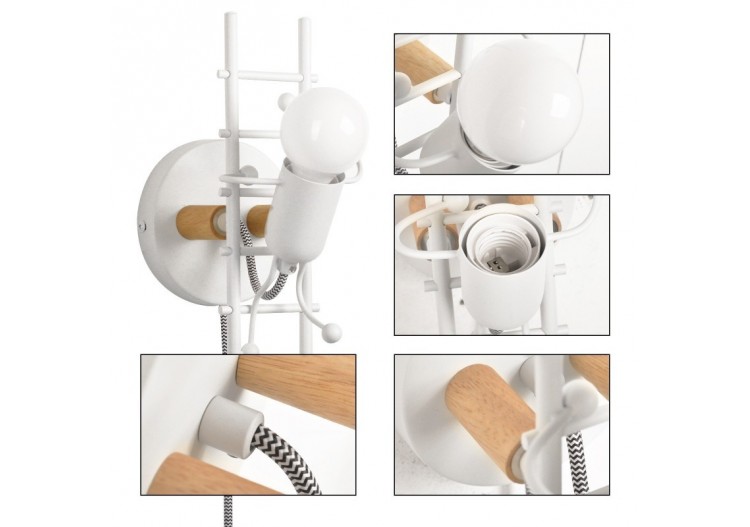 Applique murale "Doll Ladder" E27 avec prise et interrupteur - L310-EU-B - Barcelona LED 2