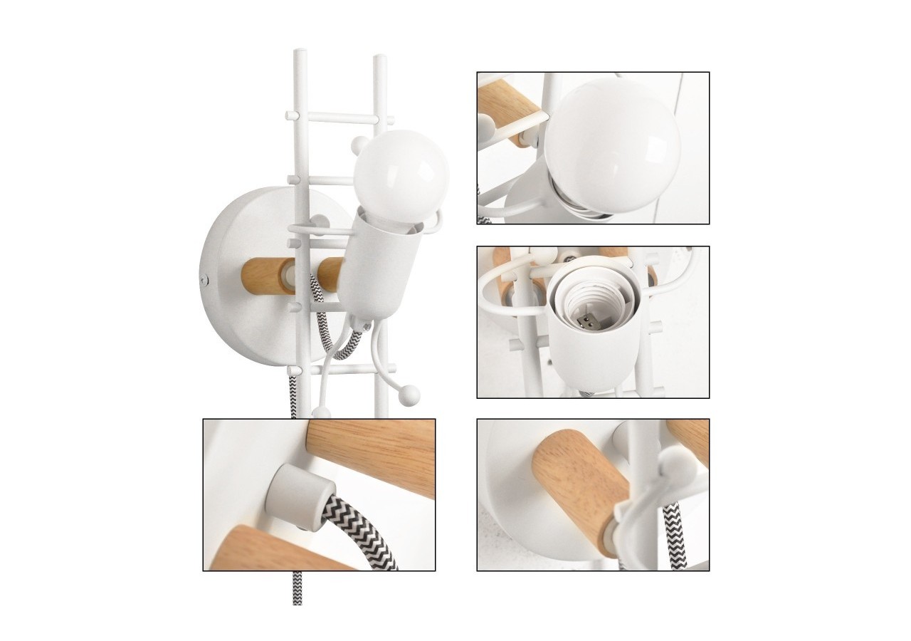 Applique murale "Doll Ladder" E27 avec prise et interrupteur - L310-EU-B - Barcelona LED