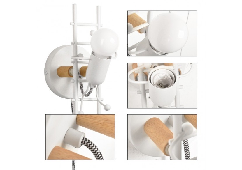 Applique murale "Doll Ladder" E27 avec prise et interrupteur - L310-EU-B - Barcelona LED Applique murale "Doll Ladder" E27 avec prise et interrupteur - L310-EU-B - Barcelona LED
