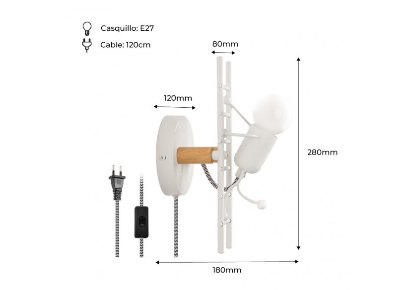 Applique murale "Doll Ladder" E27 avec prise et interrupteur - L310-EU-B - Barcelona LED Applique murale "Doll Ladder" E27 avec prise et interrupteur - L310-EU-B - Barcelona LED