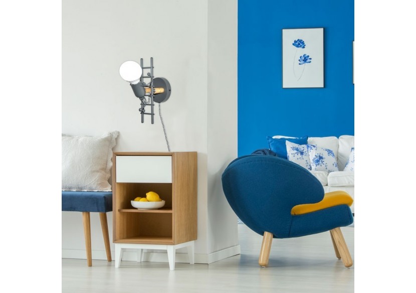 Applique murale "Doll Ladder" E27 avec prise et interrupteur - L310-EU-G - Barcelona LED Applique murale "Doll Ladder" E27 avec prise et interrupteur - L310-EU-G - Barcelona LED