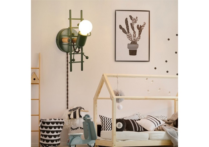 Applique murale "Doll Ladder" E27 avec prise et interrupteur - L310-EU-VE - Barcelona LED Applique murale "Doll Ladder" E27 avec prise et interrupteur - L310-EU-VE - Barcelona LED