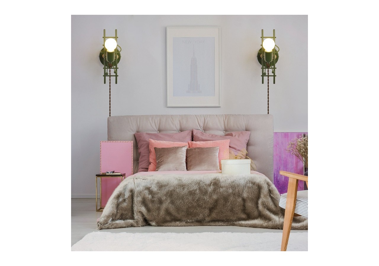 Applique murale "Doll Ladder" E27 avec prise et interrupteur - L310-EU-VE - Barcelona LED