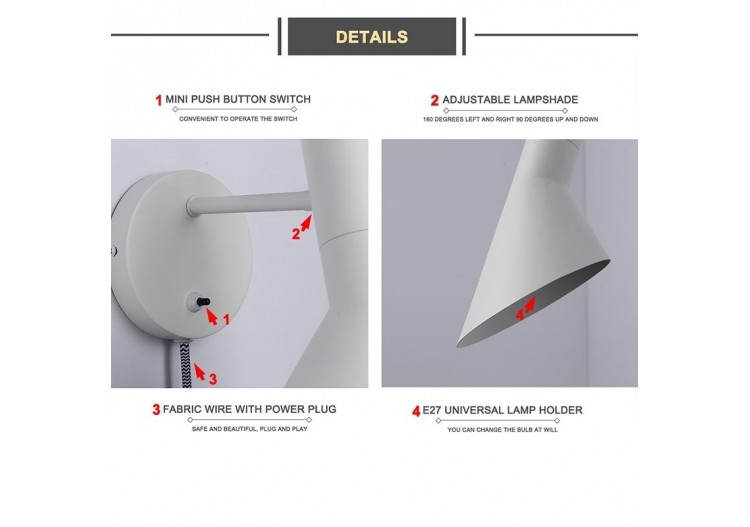 Applique murale design avec prise "Marlene" - L3037-N - Barcelona LED 2