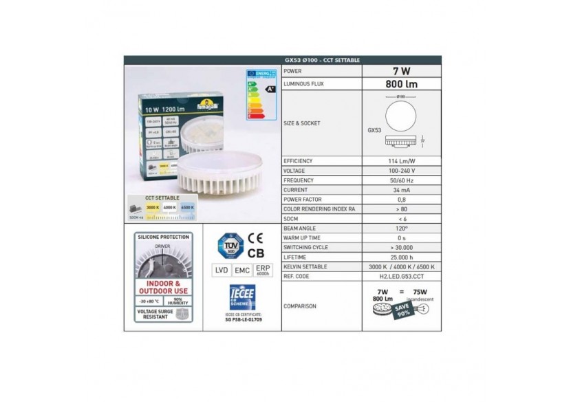 Plafonnier d'extérieur CCT "Livia 160" FUMAGALLI - 7W - GX53 - IP55 - 3A9.000.000.AXC1K - Barcelona LED