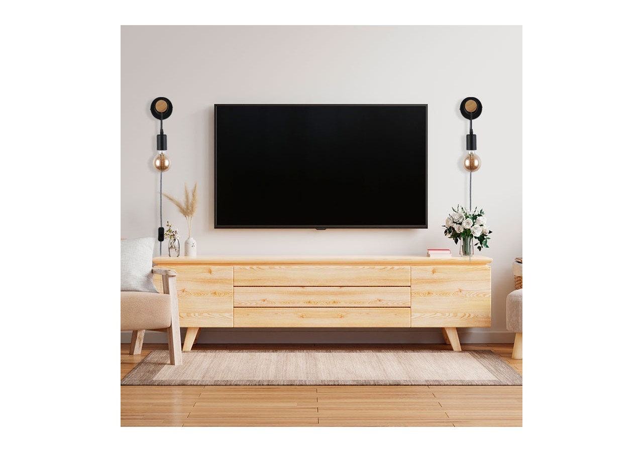 Lampe murale en bois avec interrupteur et prise "MILA" - LM135-EU-N - Barcelona LED