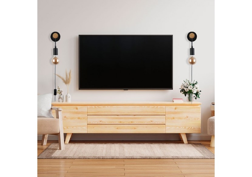 Lampe murale en bois avec interrupteur et prise "MILA" - LM135-EU-N - Barcelona LED Lampe murale en bois avec interrupteur et prise "MILA" - LM135-EU-N - Barcelona LED
