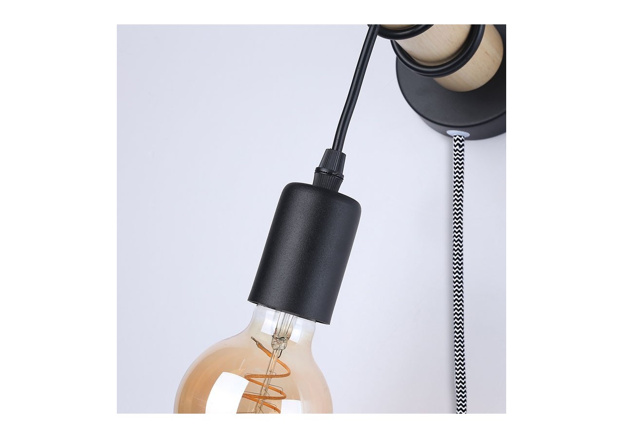 Lampe murale en bois avec interrupteur et prise "MILA" - LM135-EU-N - Barcelona LED