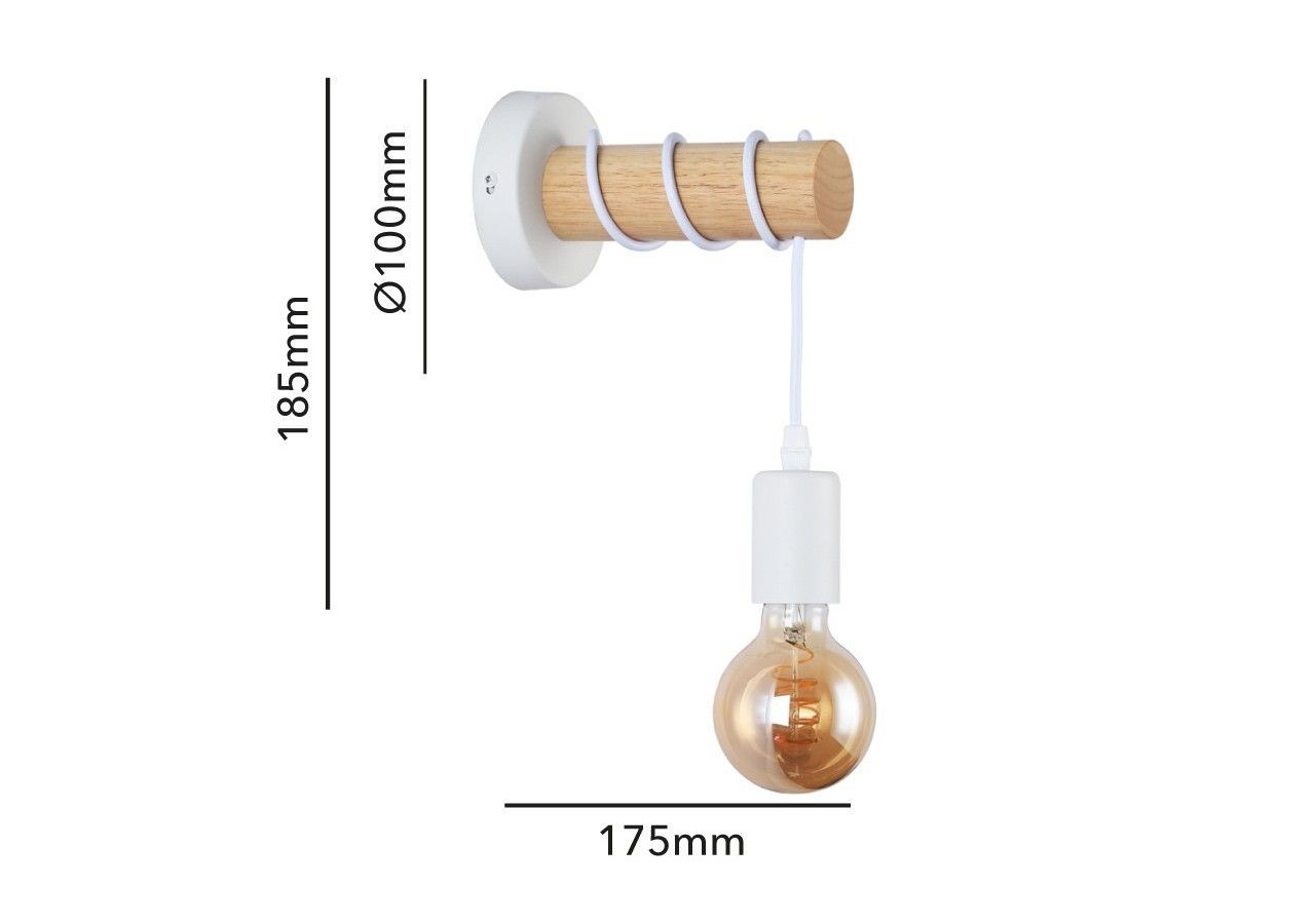 Lampe murale rustique en bois "MILA" - LM135-B - Barcelona LED