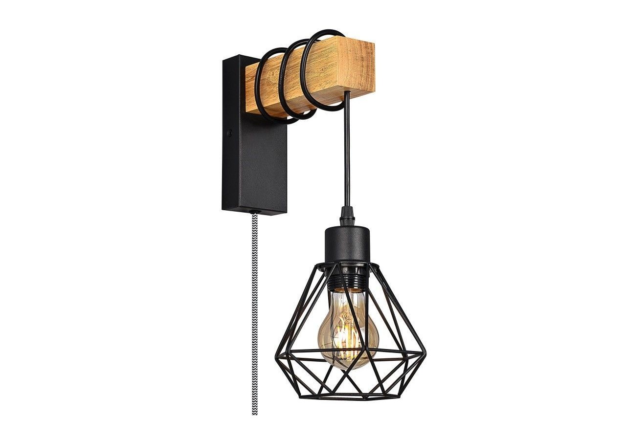 Lampe murale cage avec interrupteur et prise "RODEN" - LM133-EU-N - Barcelona LED
