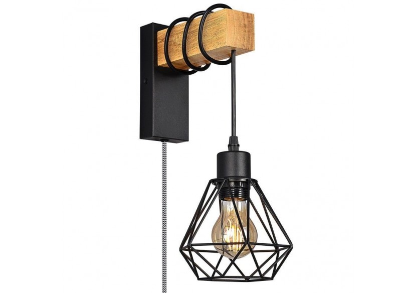 Lampe murale cage avec interrupteur et prise "RODEN" - LM133-EU-N - Barcelona LED Lampe murale cage avec interrupteur et prise "RODEN" - LM133-EU-N - Barcelona LED