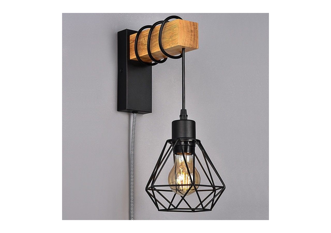 Lampe murale cage avec interrupteur et prise "RODEN" - LM133-EU-N - Barcelona LED