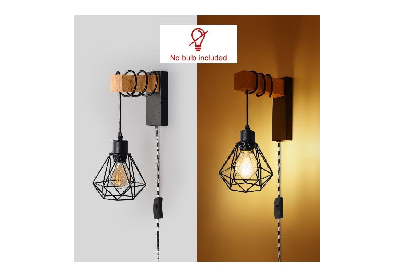 Lampe murale cage avec interrupteur et prise "RODEN" - LM133-EU-N - Barcelona LED