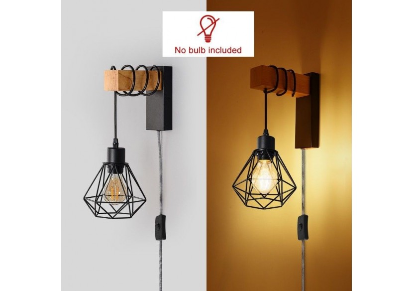 Lampe murale cage avec interrupteur et prise "RODEN" - LM133-EU-N - Barcelona LED Lampe murale cage avec interrupteur et prise "RODEN" - LM133-EU-N - Barcelona LED