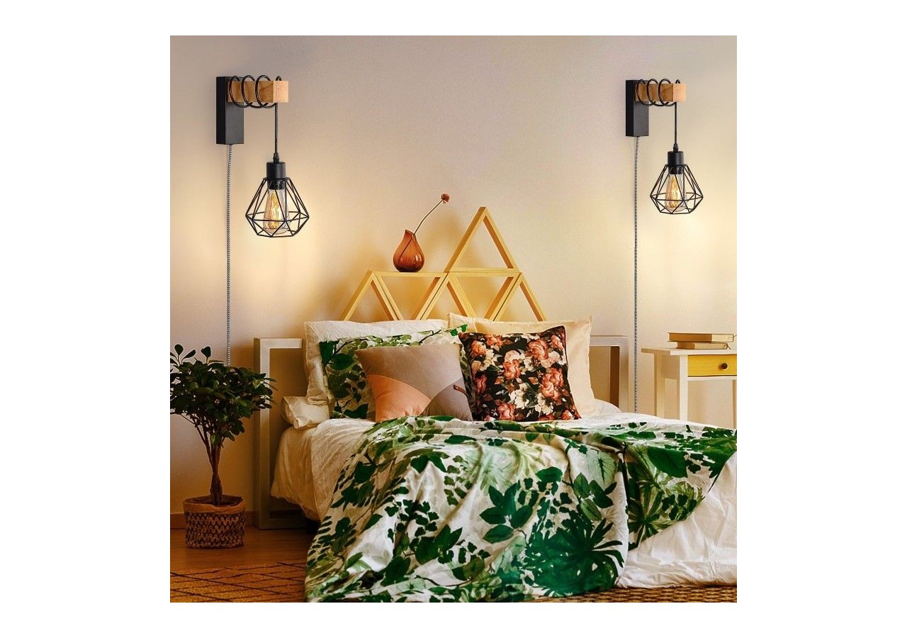 Lampe murale cage avec interrupteur et prise "RODEN" - LM133-EU-N - Barcelona LED