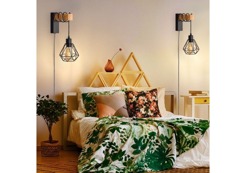 Lampe murale cage avec interrupteur et prise "RODEN" - LM133-EU-N - Barcelona LED Lampe murale cage avec interrupteur et prise "RODEN" - LM133-EU-N - Barcelona LED