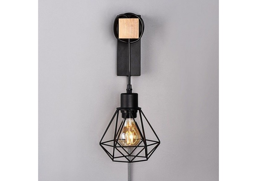 Lampe murale cage avec interrupteur et prise "RODEN" - LM133-EU-N - Barcelona LED Lampe murale cage avec interrupteur et prise "RODEN" - LM133-EU-N - Barcelona LED