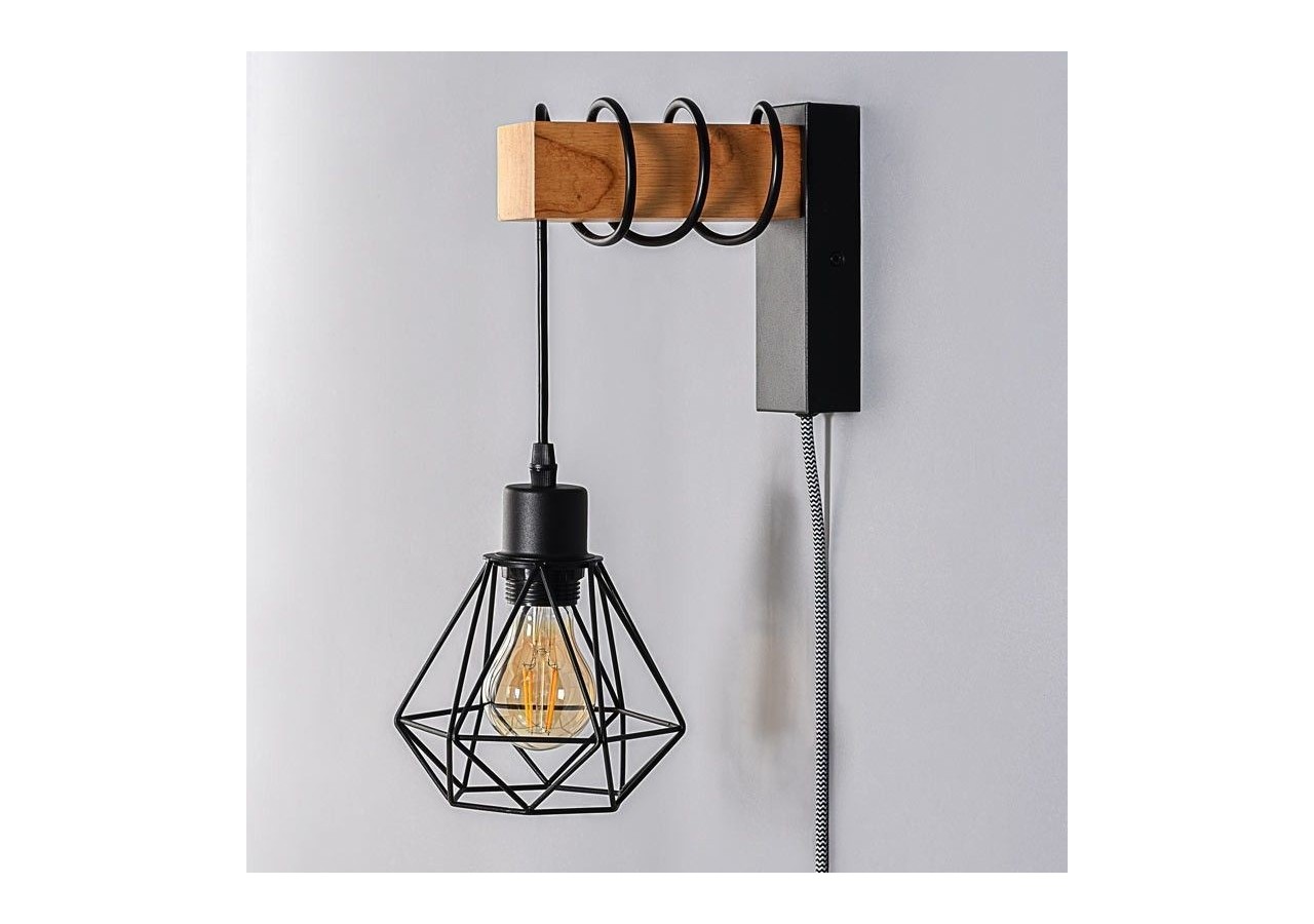 Lampe murale cage avec interrupteur et prise "RODEN" - LM133-EU-N - Barcelona LED