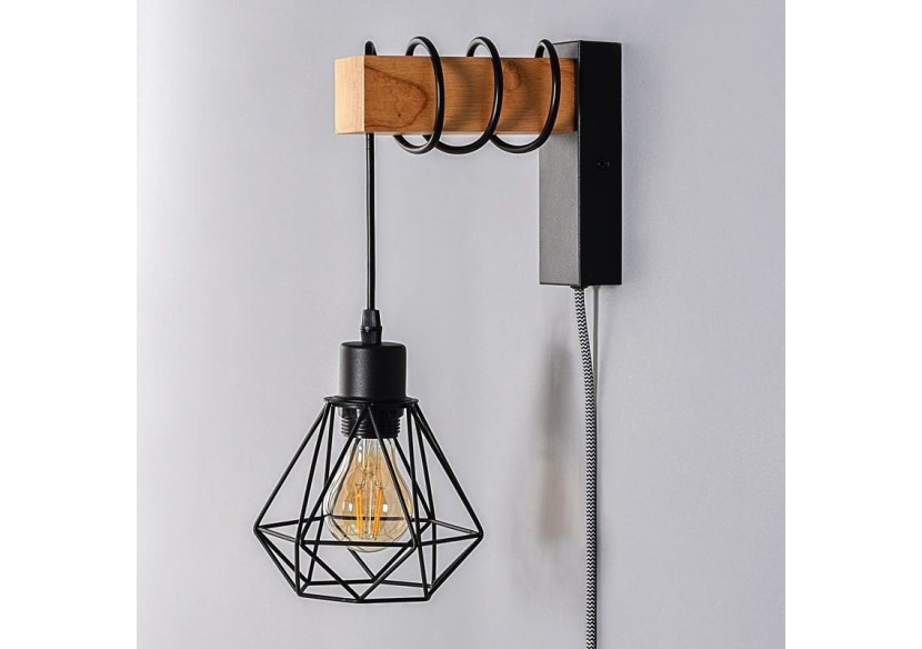 Lampe murale cage avec interrupteur et prise "RODEN" - LM133-EU-N - Barcelona LED Lampe murale cage avec interrupteur et prise "RODEN" - LM133-EU-N - Barcelona LED