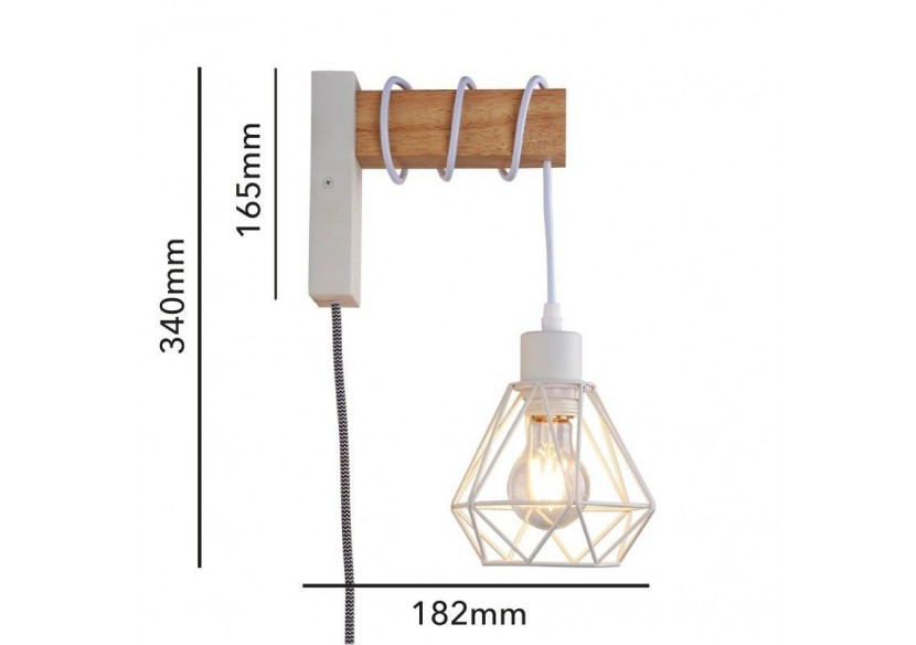 Lampe murale cage avec interrupteur et prise "RODEN" - LM133-EU-B - Barcelona LED Lampe murale cage avec interrupteur et prise "RODEN" - LM133-EU-B - Barcelona LED